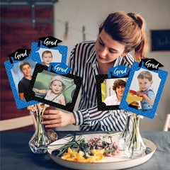 Blue Graduation Party Decoration, Photo Display Centerpiece Kit, 15 Double-Si…