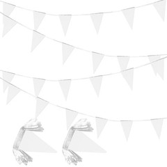 100 Feet White Pennant Banners Flags String Hanging Triangle Bunting Flags,Party