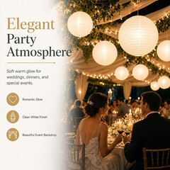 12 Inch White round Paper Lanterns (10 Pack)