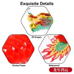 38Pcs Chinese New Year Decorations 2026 50in 3D Hanging Dragon Lanterns Set