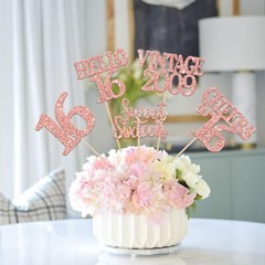 15 Pack Glitter Double Sided Sweet 16 Birthday Anniversary Centerpiece Sticks