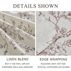 OMMATO Table Cloth Square Floral Tablecloth Farmhouse Vintage French Rustic Brow
