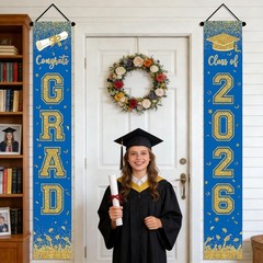 Graduation Decorations 2026 – Blue Graduation Door Banner Congrats Grad Class of