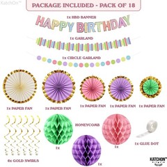 , Macaron Decorations Set – Pack of 18 | Happy Decorations | Pastel Happy Ban…