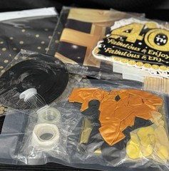 40th Birthday Party Decorations Black & Gold See Description