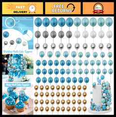 115 PCS Mini Balloon Cake Toppers – Foam Ball Cupcake Picks for Birthday, Weddin
