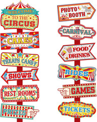 24 Pieces Carnival Decorations Circus Party Directional Sign Welcome to the Circ