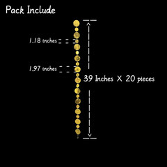 Gold Shimmer Wall Backdrop, 20 Packs Gold Sequin Curtain Circle Dots Garland for