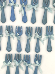Vtg Baby Baby Shower Fork Decorations Lot of 17 Blue BC6