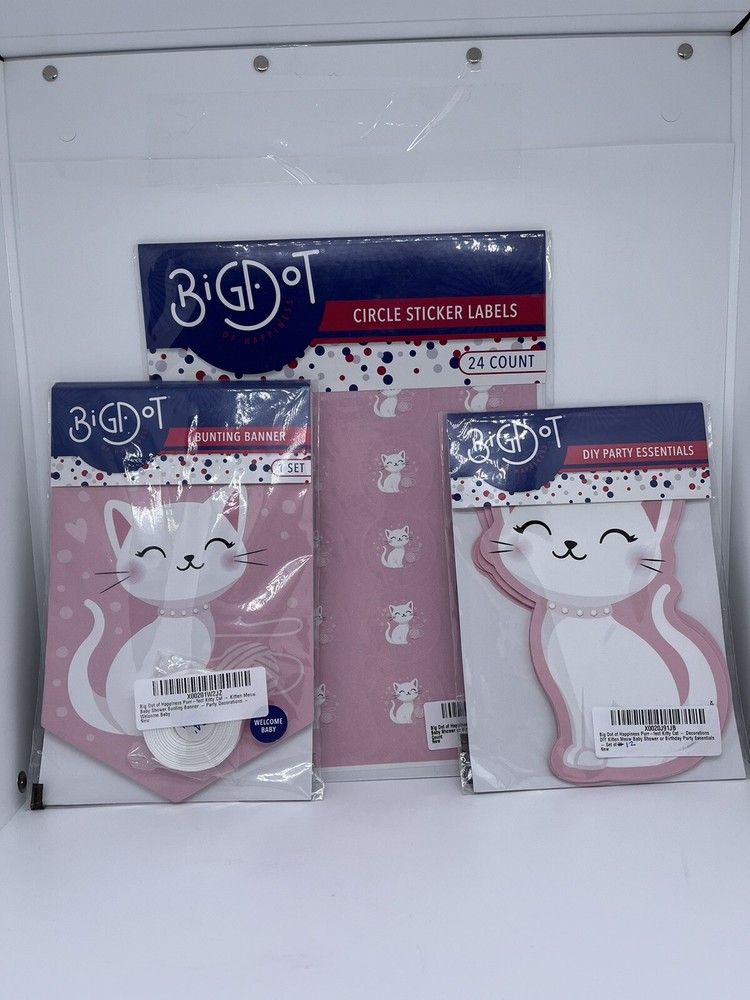 Big Dot Purr-fect Kitty Cat – Decor DIY Baby Shower Party Essentials – Bundle