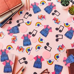 240 PCS Rainbow Denim Overalls Confetti Teacher Classroom Party Decor