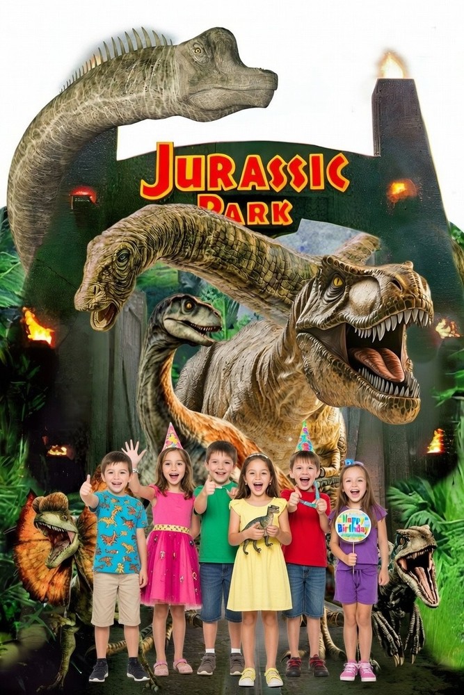 Dinosaur Park Gate Life Size 6ft Party Photo Booth Backdrop Standee