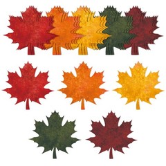 50 PCS Fall Autumn Maple Leaves Solid Cardboard Cutouts 100 Glue Points Decor