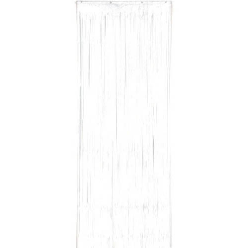 WHITE PLASTIC DOOR CURTAIN ~ Birthday Party Supplies Hanging Decoration Foil