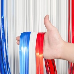 3 Pack 3.3 x 8.2 ft Red White and Blue Foil Fringe 33 Red White and Blue