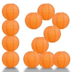 BULK PACK (12) 16″ Persimmon Orange Round Paper Lantern, Even Ribbing, Chinese H