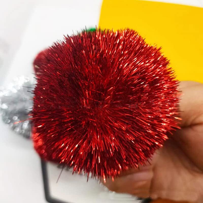 15Pcs Jumbo Glitter Tinsel Pom Poms Sparkle Balls for DIY Craft,Cat Toys(2 Inch)