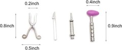 5 Pcs Silvery Dollhouse Mini Stethoscope Care Tools, Dollhouse Dolls Miniatur…