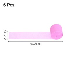 Crepe Paper Streamers 6 Rolls 196.8ft for Decor, Pink(1.4 in x 32.8 Ft/Roll)