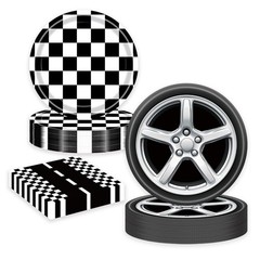 60 Pcs Racing Car Paper Plates and Napkins Race Car Birthday Party Plates Sup…
