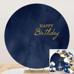 Birthday Party Photo Props Navy Blue Round Backdrop