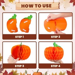 KatchOn, Paper Pumpkins and Turkey Centerpiece – Pack of 3 | Orange