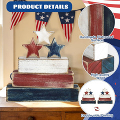 4Th of July Table Decorations, Red White Blue Decorations, Retro Patriotic Memor