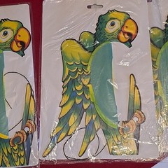3 VTG Beistle Parrot Hanging Art Tissue Decoration Tropical Party 17″