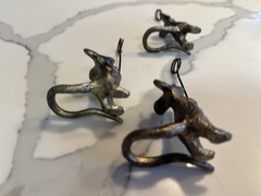 Set of 3 Cast Iron Mouse Table Card Holders Bronze-Tone Finish Whimsical Decor