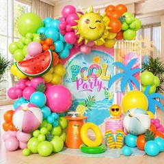 156Pcs Summer Balloon Arch Kit, Pool Party Decorations, Sun Watermelon Beach …