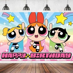 Power Girls Birthday Banner, 5x3FT Decorations, Multicolor, for Children’s Parti