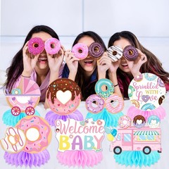 12 PCS Donut Sprinkle With Love Honeycomb Centerpieces Baby Shower Decor