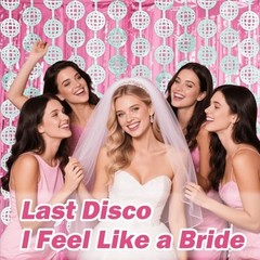Disco Party Decorations Set – 2 Silver Tinsel Fringe Curtains & 2 Pink Backdrops