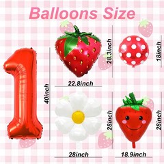 First Decor – 40 Inch Foil Red Number 1 Balloons – Strawberry Balloons for Fi…