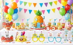 24 Pcs SpongeBob Birthday Party Decoration Set Kids SpongeBob Photo Booth Props