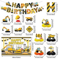 Construction Birthday Party Supplies & Decorations Kit with Excavator Banner,…