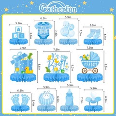 Boy Baby Shower Decorations Set – Kit with blue Honeycomb Centerpiece, Baby R…