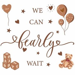 We Can Bearly Wait Party Decal Sign Baby Shower Backdrop Decoration Neutral G…