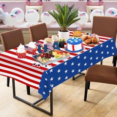 2 Pack American Flag Tablecloths Patriotic Plastic Rectangle Decorations for