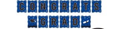 Graduation Party Banner, Blue, White, and Black «Congrats Grad,» Unopened