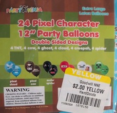 Minecraft Party Supplies Lot/Bundle Table Covers, Backdrop, Balloons, Wrapping