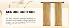 Gold Sequin Backdrop Curtains 2x8ft 2 Panels – High Density 3mm Shimmer Sequin