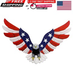 Patriotic Handmade Metal Eagle Art – 23.6″x14″ Independence Day Wall Decoration