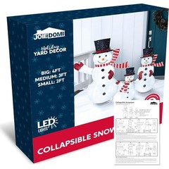 SYNCFUN 31845-WM 3 Pcs 270 Pre-Lit LED Collapsible Snowman Yard Light Christmas