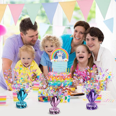 6 Pcs Unicorns Table Decorations Rainbow Metallic Gleam Foil Spray Centerpieces