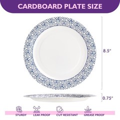 Disposable Paper Plates 8.5 Inch 300 Count, Soak Proof and Cut Resistant Heav…