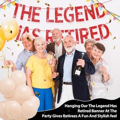 The Legend Has Retired Banner Red Glitter Pre Strung No DIY Retirement Banner De