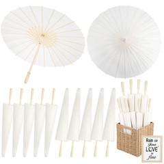 12 Pack Paper Umbrellas for Weddings 33.1 Inch White Paper Parasols for Guest…