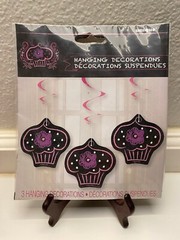 Birthday Party Cupcake Shaped Hanging Decorations 3 count