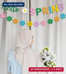 JOZON Hello Spring Banner and Flower Banner Colorful Glittery Spring Flower Bann